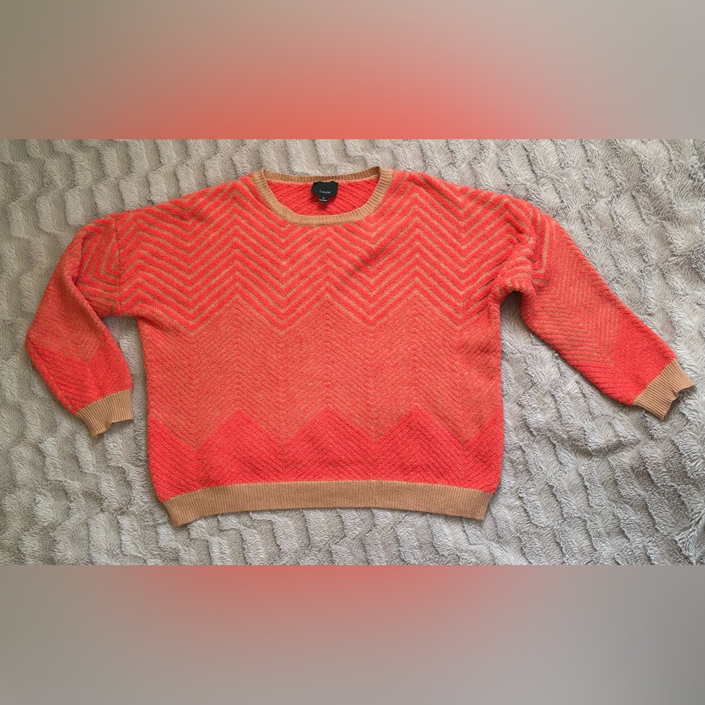 LUMIERE orange soft knit SWEATER medium crop length LONG SLEEVE